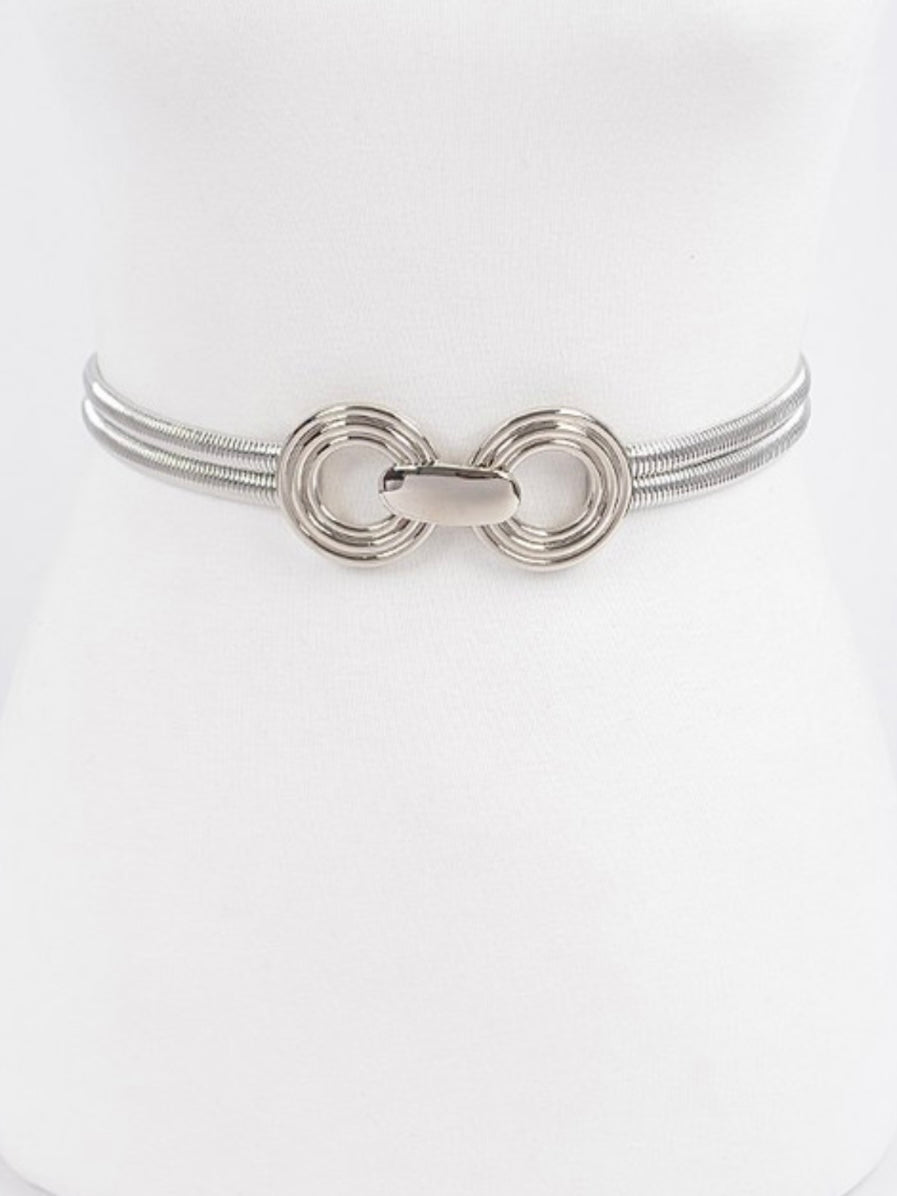 Textured Double Circles Metal Stretch Belt