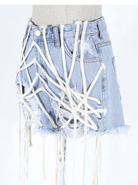Lace Up Detail Denim Short