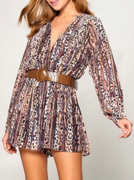 Multi Leopard Stripe Romper