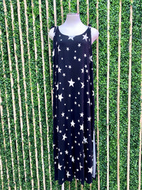 Black Star Print Maxi Dress