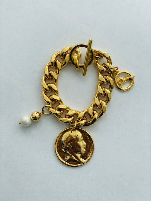 Gold Chain Coin Bracelet