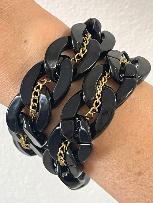 Black Acrylic Links Bracelet
