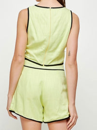 Piping Detail Linen Short Pant Set
