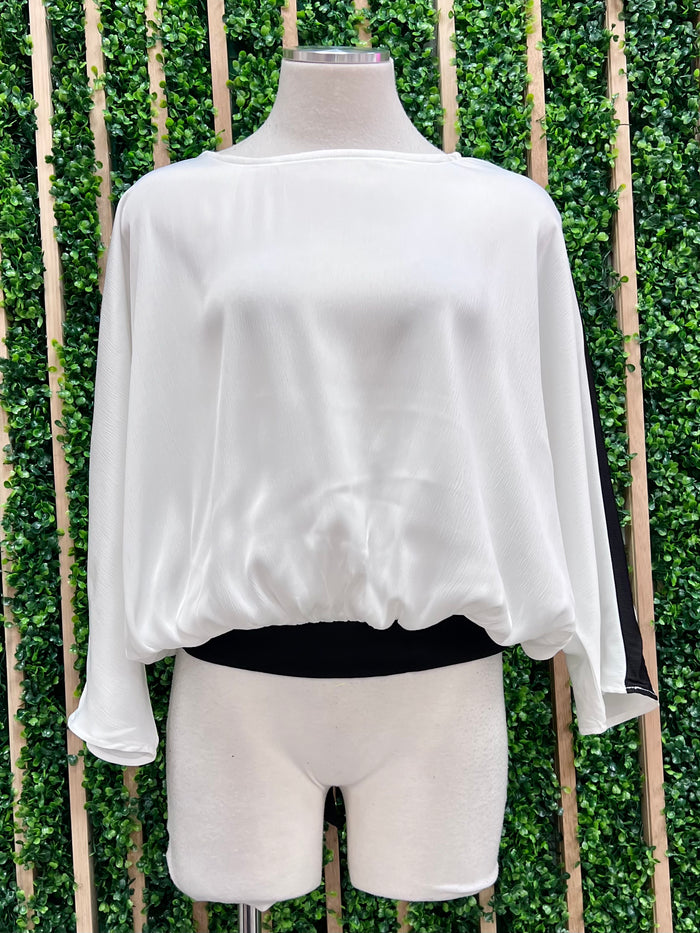 Black Stripe White Blouse