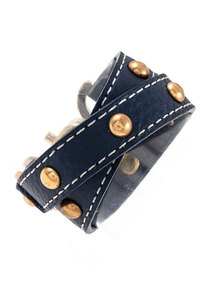 Navy Pleather Cuff