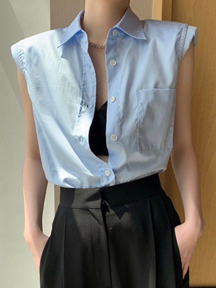 Padded Button Down Blouse