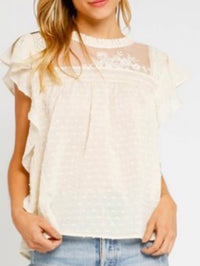 Dot Fabric Angel Sleeve Top