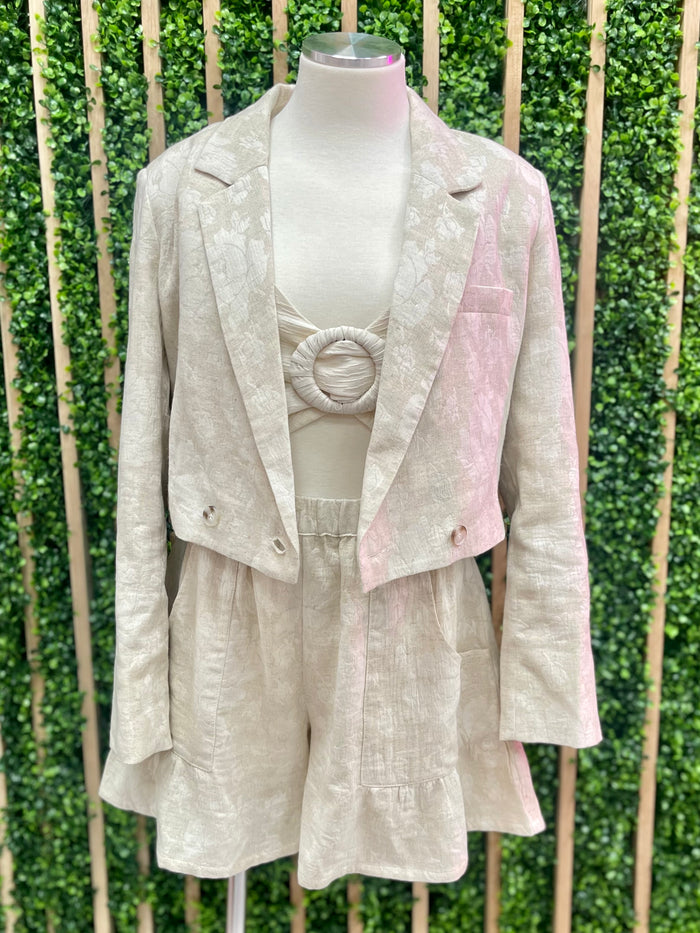 Natural Print Cropped Jacket