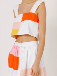 Multi Color Block Crop Top