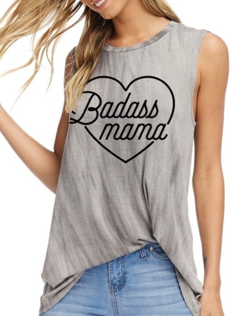 Badass Mama Tie Dye Muscle Tee