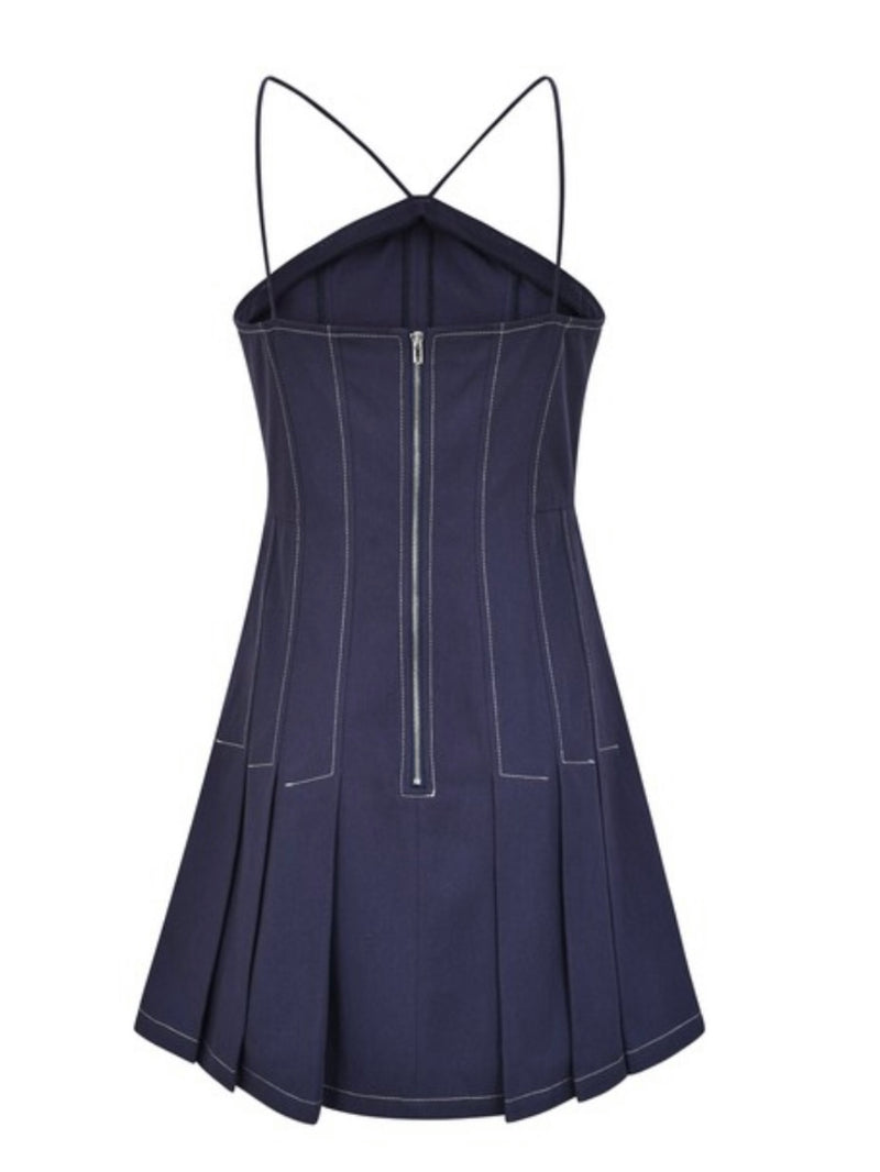 Exquisite Halter Stitch Detail Short Dress