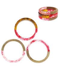 Wood Acrylic Marble Bangle Set