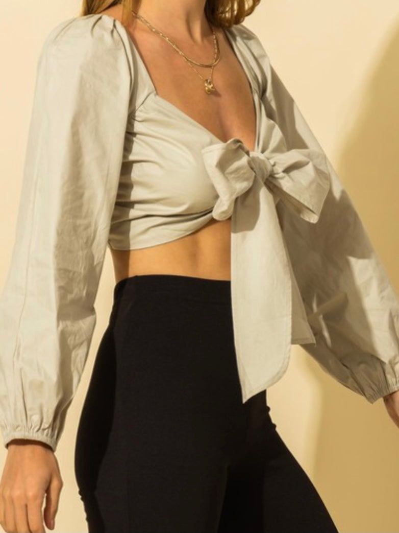 Long Puff Sleeve Crop Top