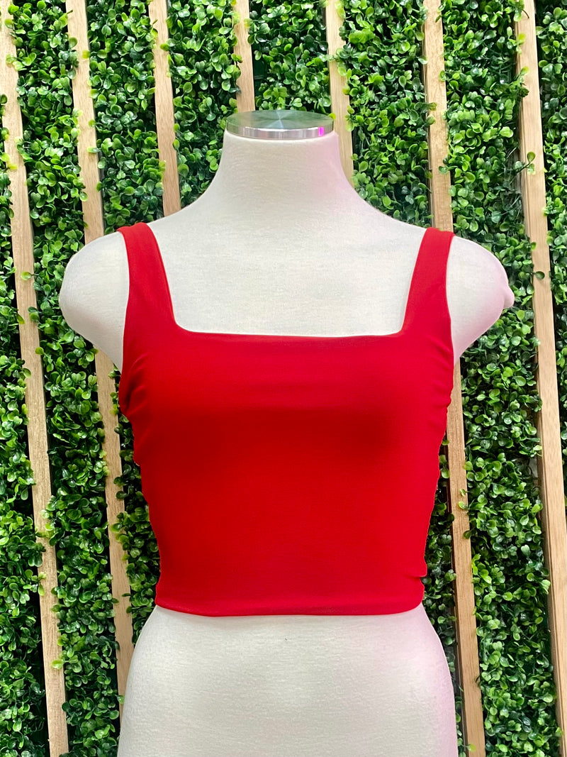 Square Neckline Cropped Basic Top