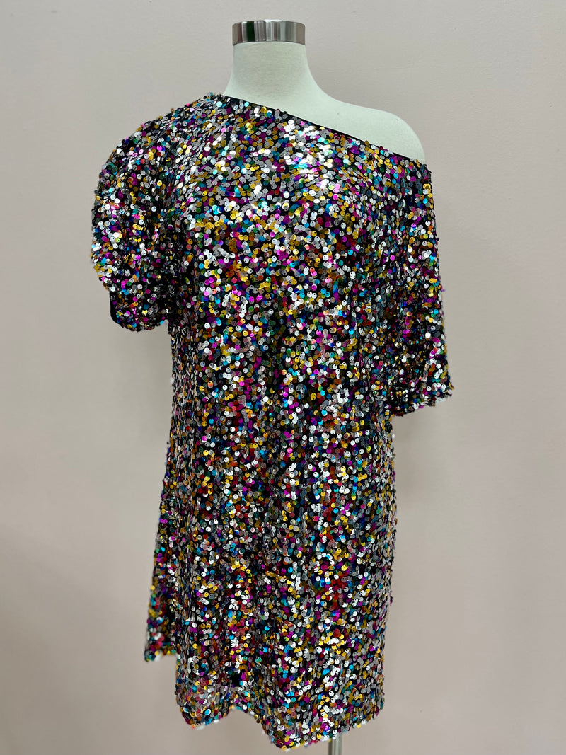 Multi Sequin Off Shoulder Dress