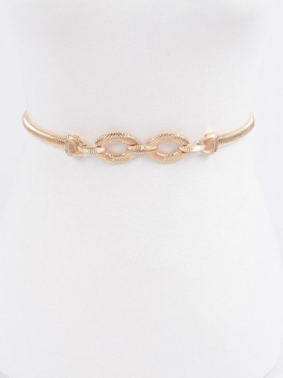 Textured Ovals Metal Elastic Belt
