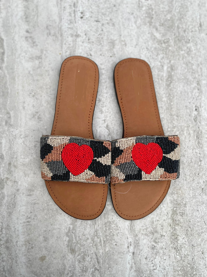 Heart Embellished Slippers