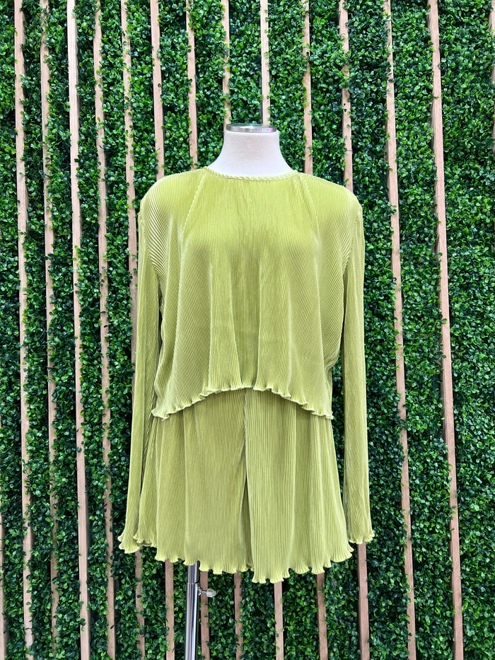 Chartreuse Pleated Short Pant Set