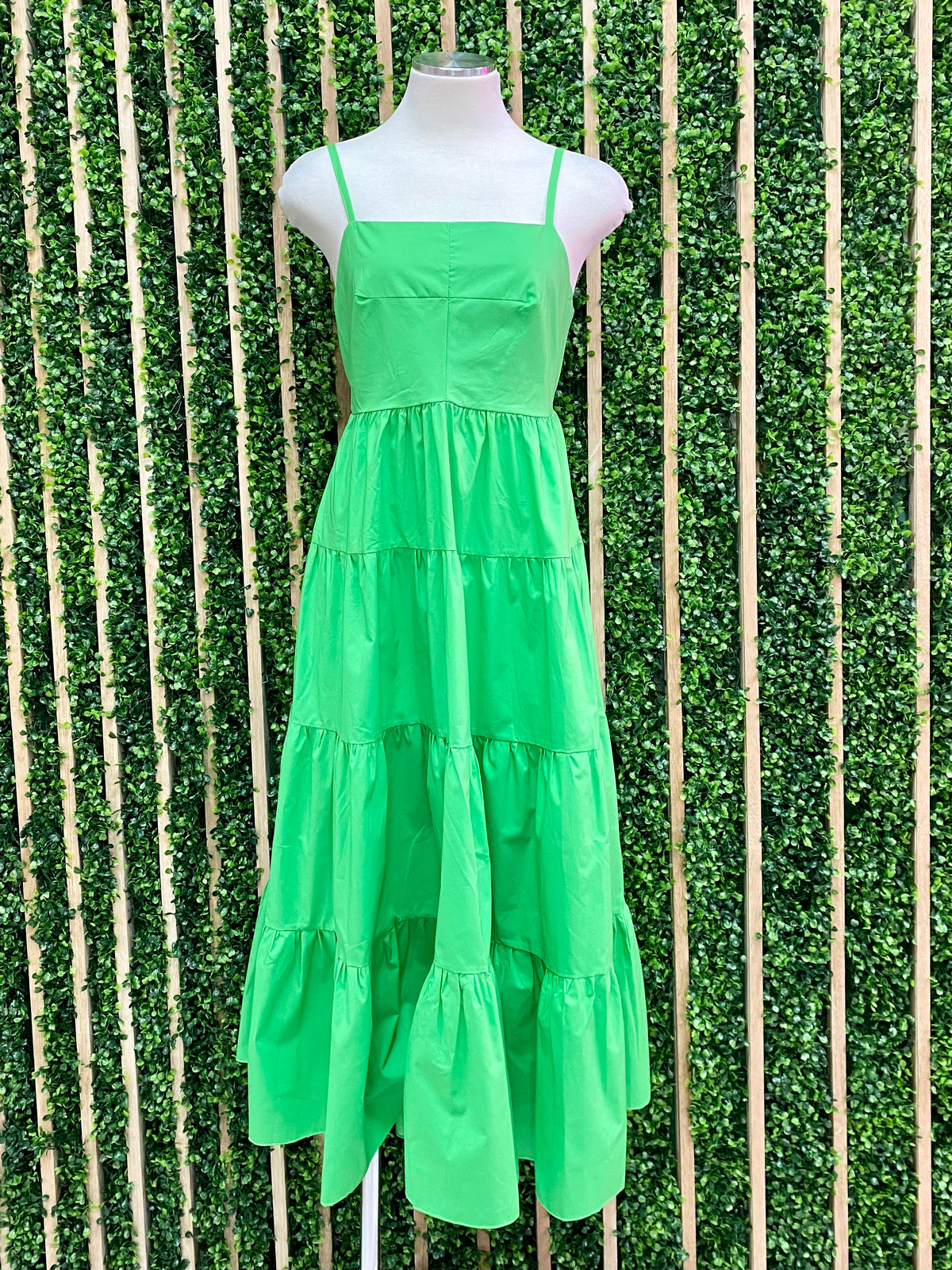 Lime Green Square Neck midi Dress