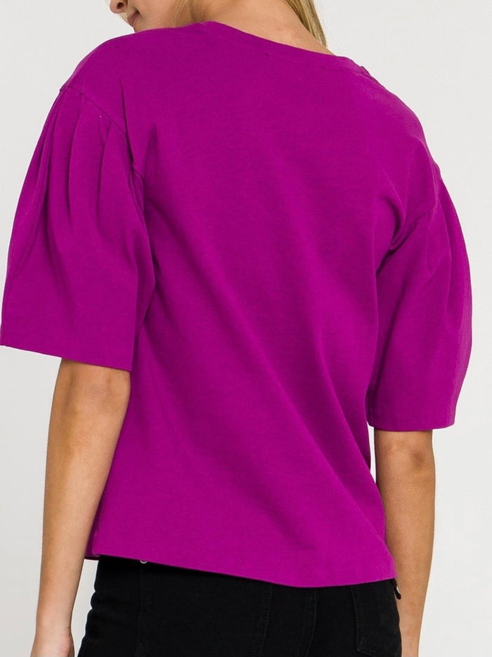 Magenta Ballon Sleeve Top