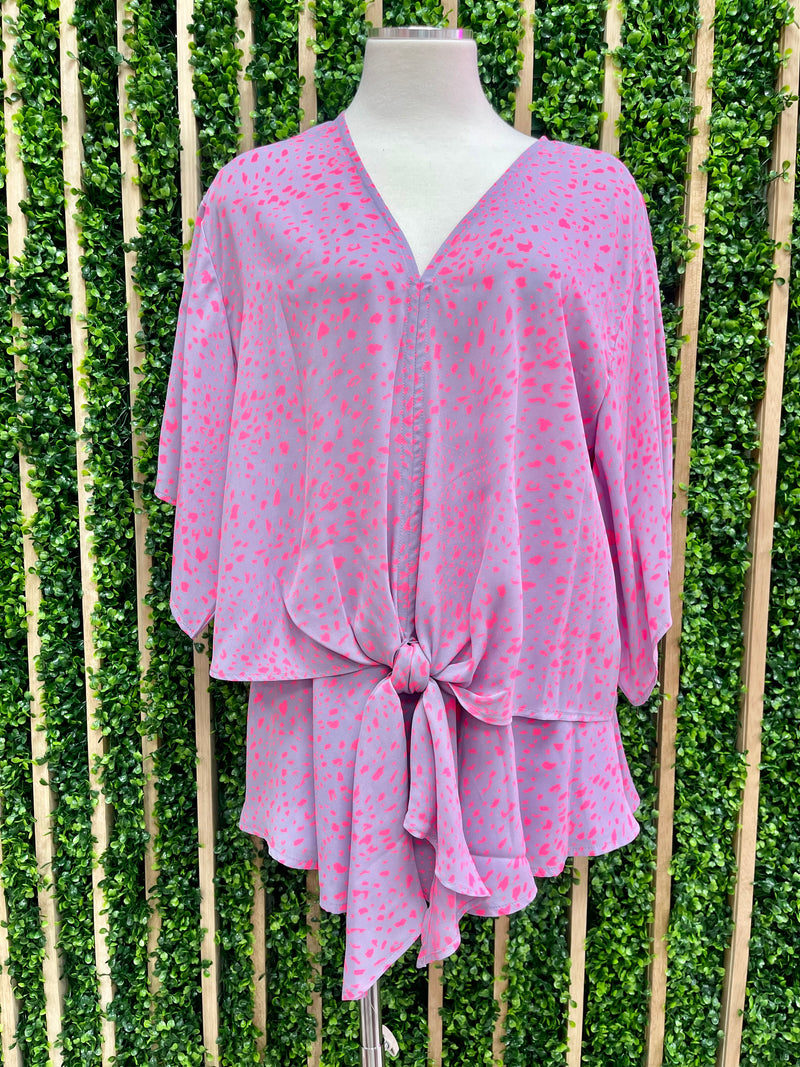 Lavender Hot Pink Kimono Top