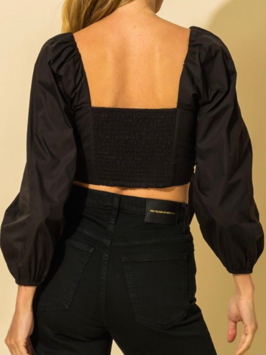 Long Puff Sleeve Crop Top