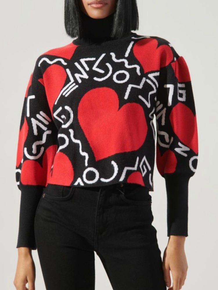 Red Heart Fun Print Sweater