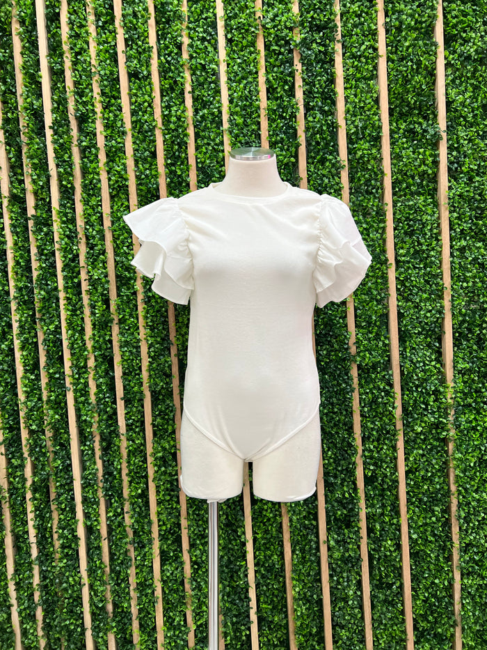 Off White Ruffled Bodysuit