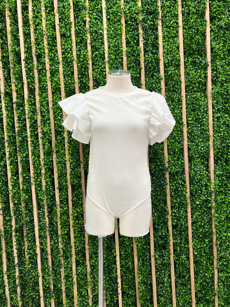 Off White Ruffled Bodysuit