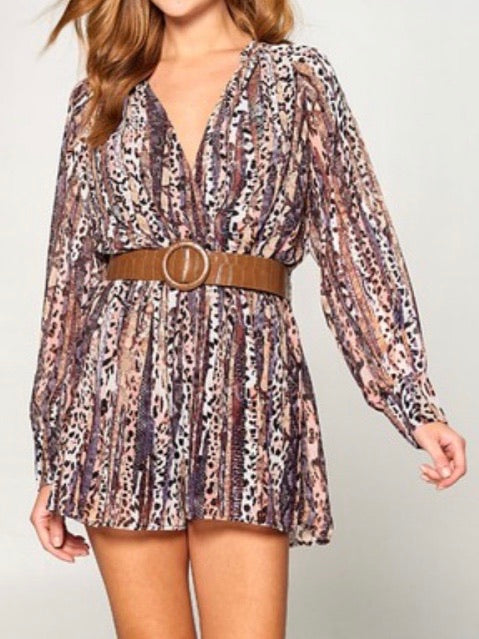 Multi Leopard Stripe Romper