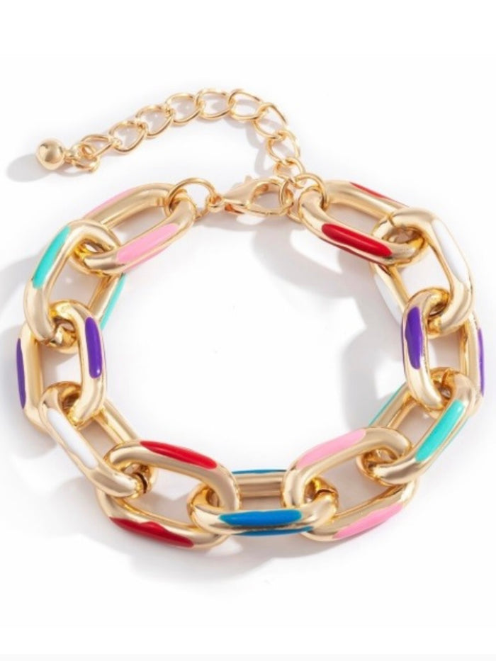 Colorful Stainless Steel Links Bracelet