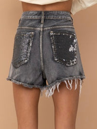 Distressed Sequin Mix Deim Short