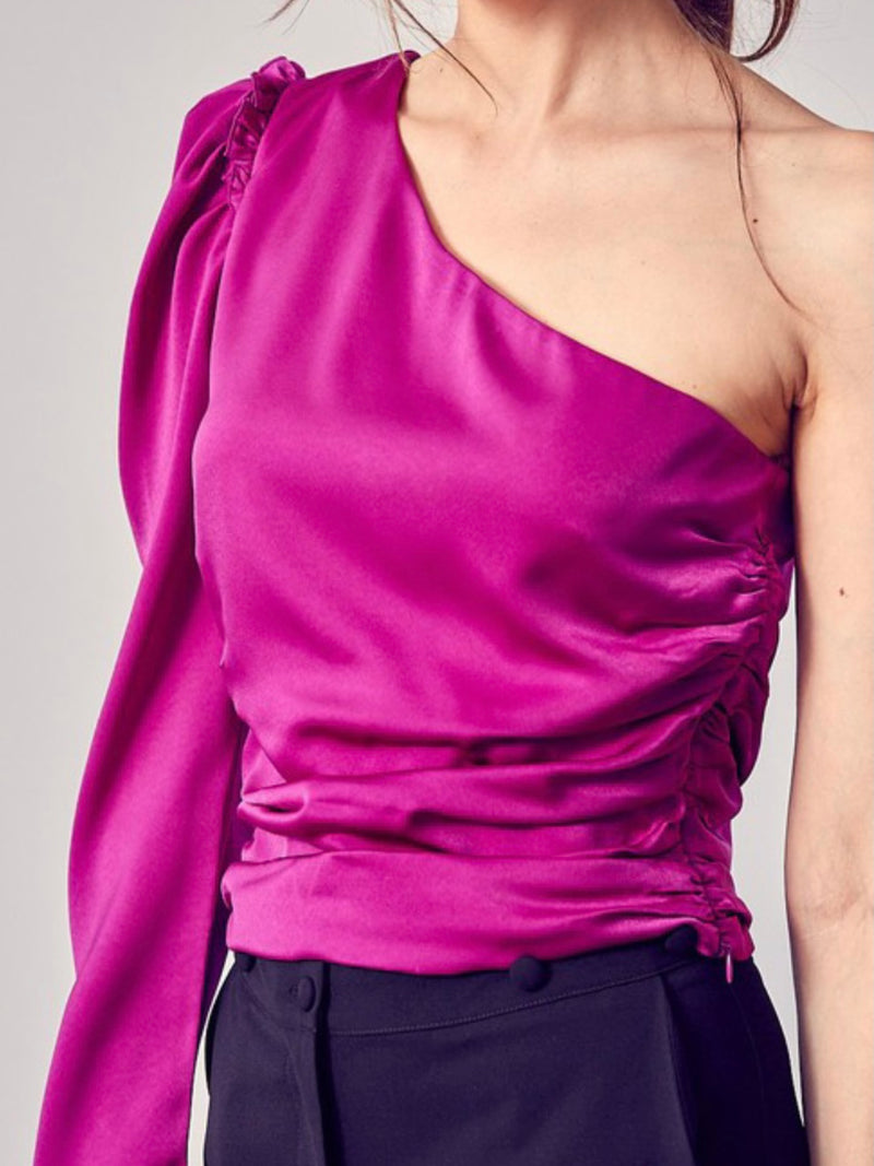 One Shoulder Ruched Blouse