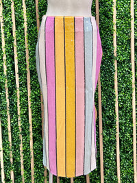 Sequin Striped Midi Skirt
