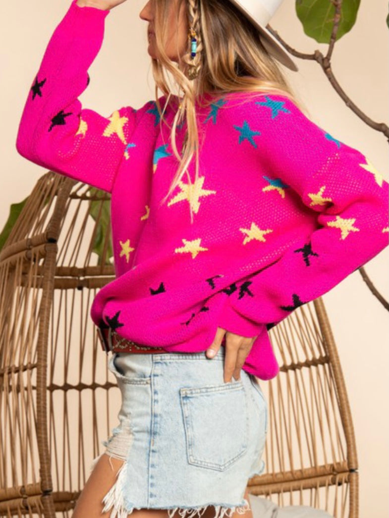 Multi Print Star Sweater