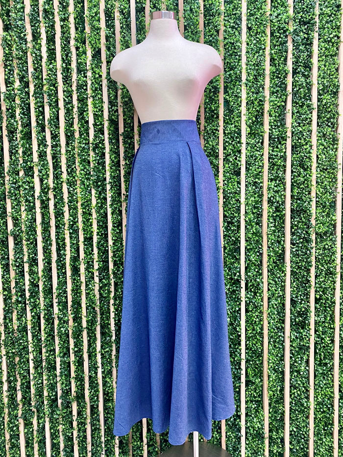 Denim High Waist Maxi Skirt
