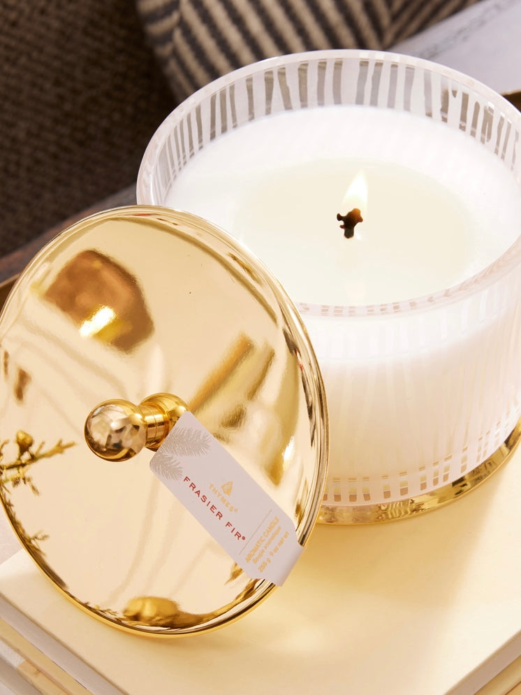 Frasier Fir Gilded Frosted Wood Grain Candle