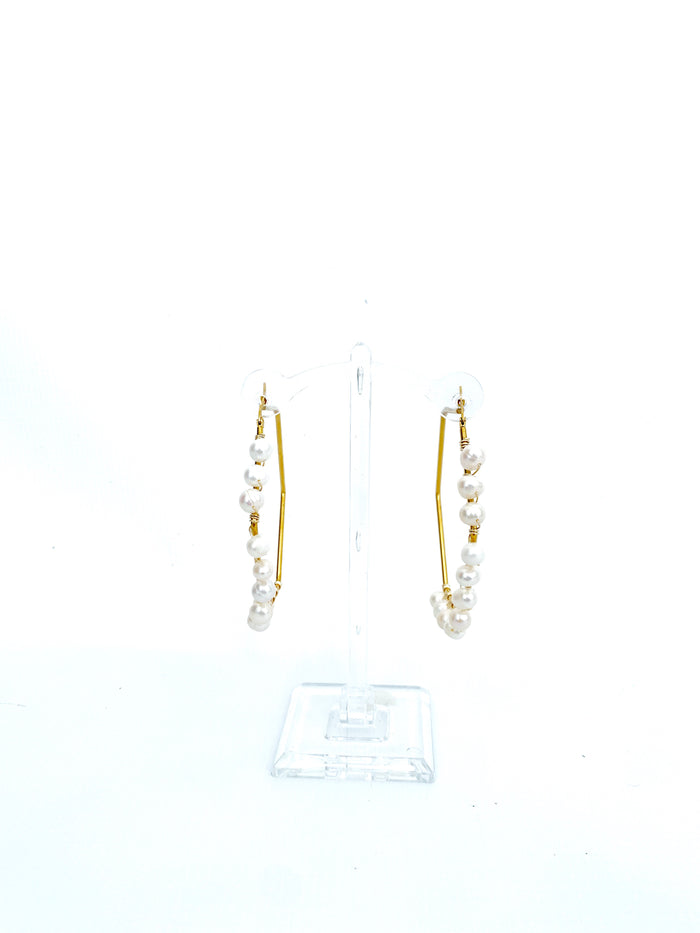 Hexagon Pearl Hoops