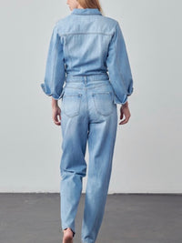High Waist Flap Pocket Button Up Jumpsuit