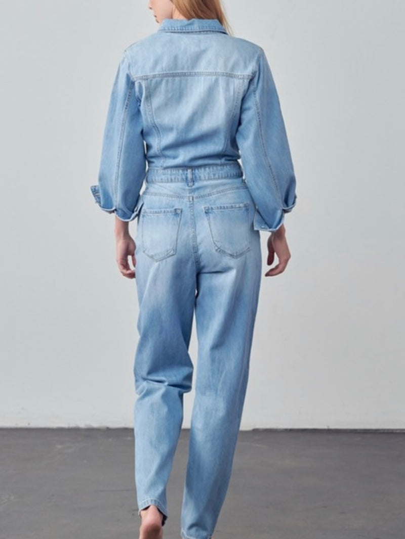 High Waist Flap Pocket Button Up Jumpsuit