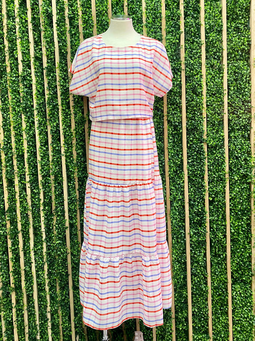 Exquisite Multicolor Squared Skirt Set
