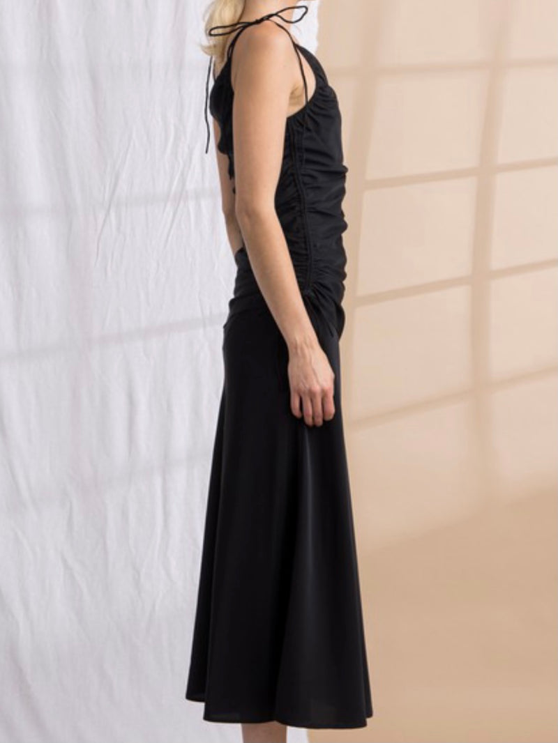 Classy Black One Shoulder Midi Dress