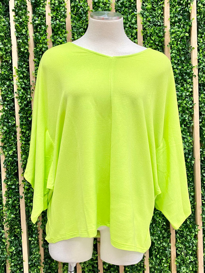 Lime V Neck Top