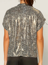 Black Gold Ditsy Floral Blouse