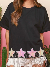 Sequin Star Patch  Oversized Tee