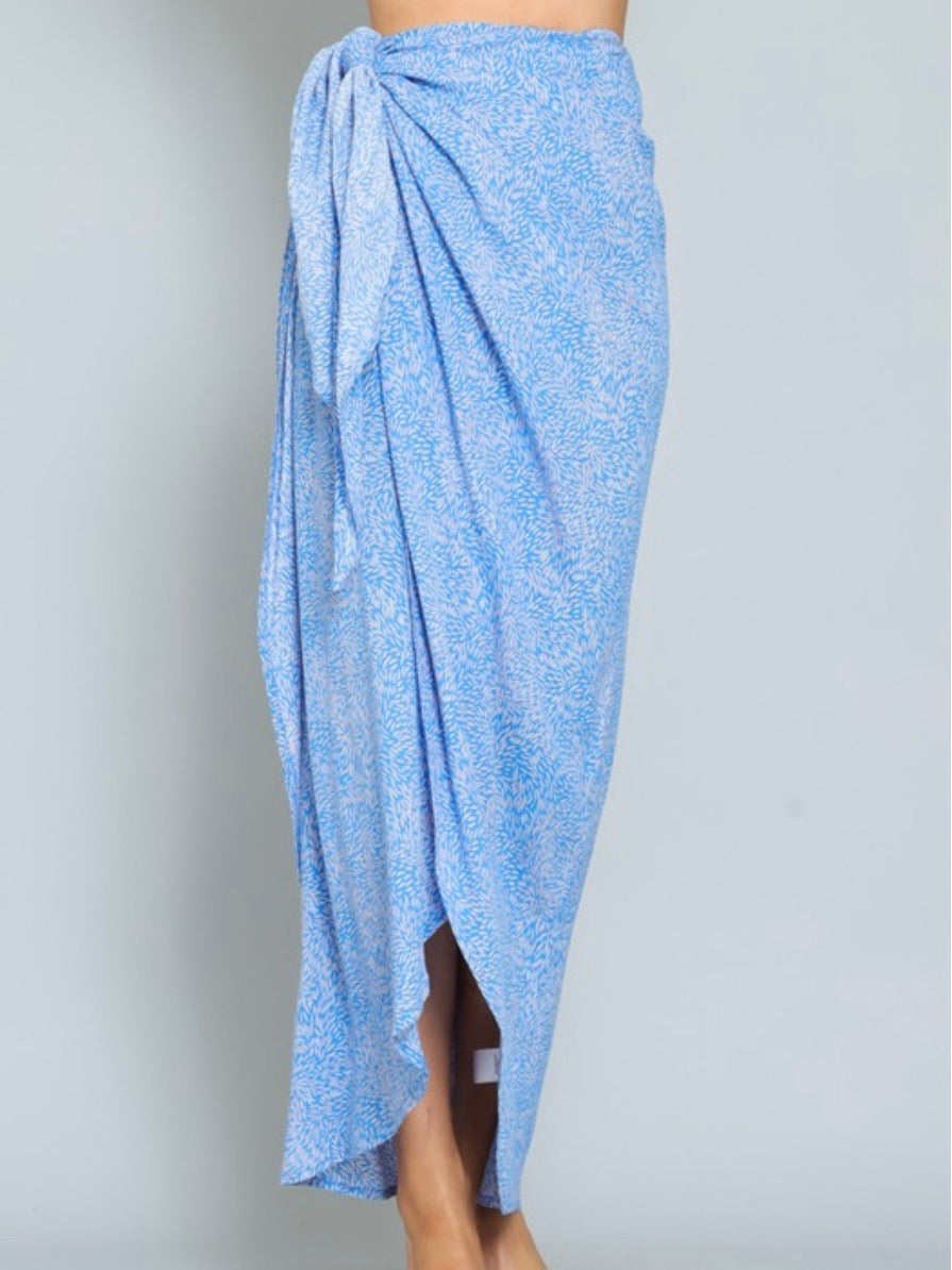 Blue Print Wrap Skirt