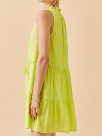 Lime Sleeveless TIered Short Dress