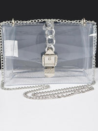 Chain Detail Clear Crossbody Bag