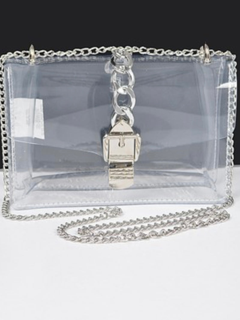 Chain Detail Clear Crossbody Bag