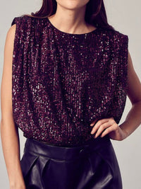 Sequin Muscle Sleeve Blouse